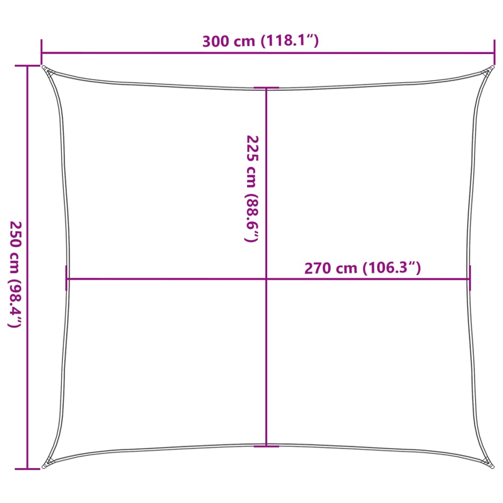 Zonnezeil 160 g/m² 2,5x3 m HDPE geel