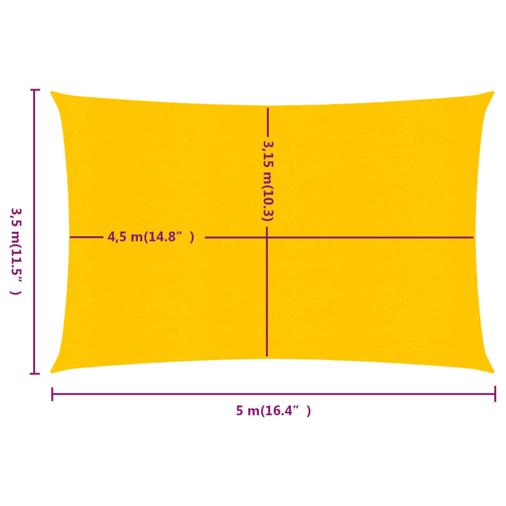 Zonnezeil 160 g/m² rechthoekig 3,5x5 m HDPE geel