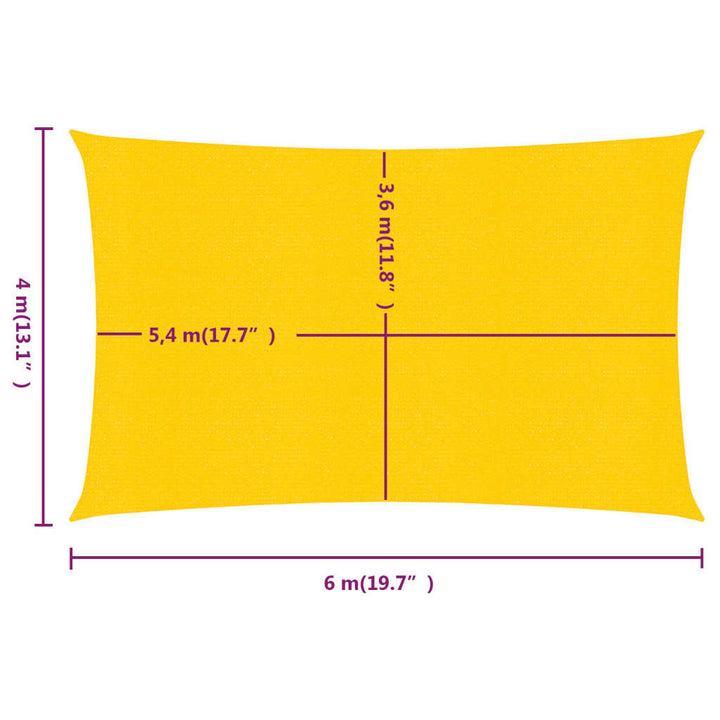 Zonnezeil 160 g/m² rechthoekig 4x6 m HDPE geel