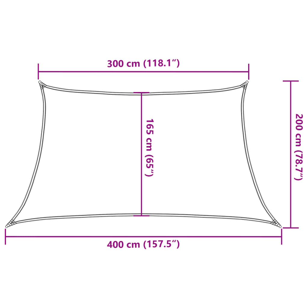 Zonnezeil 160 g/m² 3/4x2m HDPE geel