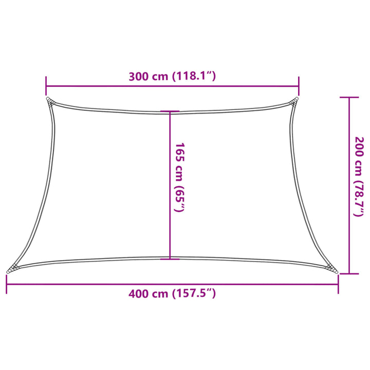 Zonnezeil 160 g/m² 3/4x2 m HDPE geel