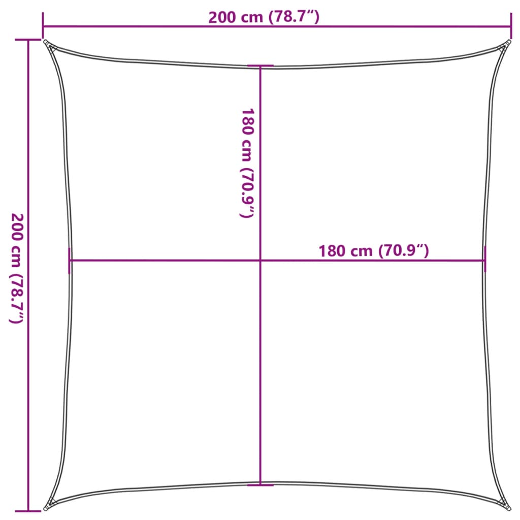 Zonnezeil 160 g/m² 2x2 m HDPE rood