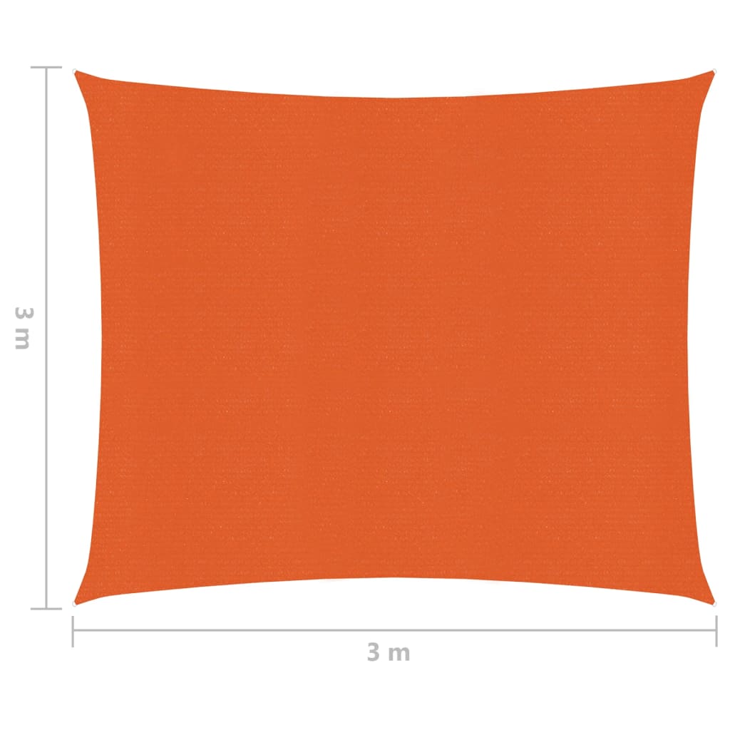 Zonnezeil 160 g/m² 3x3 m HDPE oranje