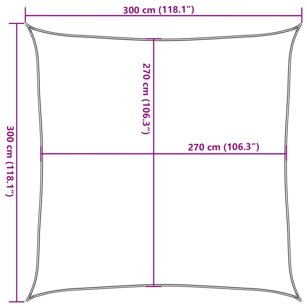 Zonnezeil 160 g/m² 3x3 m HDPE oranje