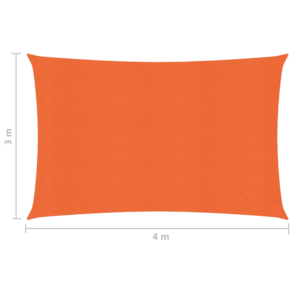 Zonnezeil 160 g/m² 3x4 m HDPE oranje