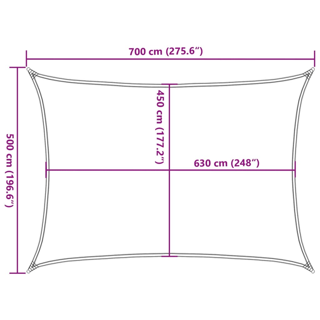 Zonnezeil 160 g/m² rechthoekig 5x7 m HDPE oranje