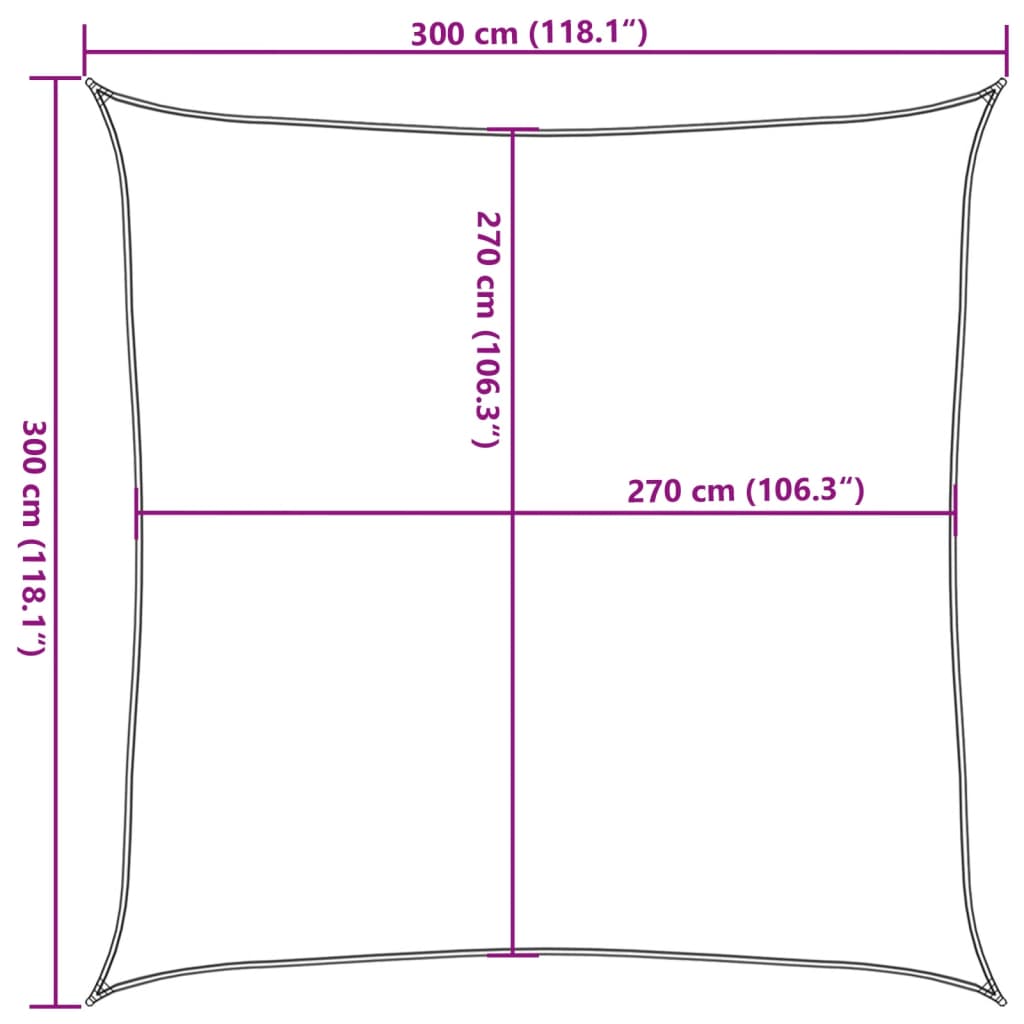 Zonnezeil 160 g/m² 3x3m HDPE zwart