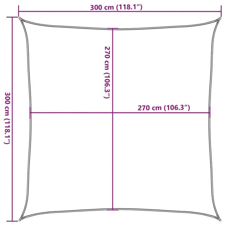 Zonnezeil 160 g/m² 3x3m HDPE zwart