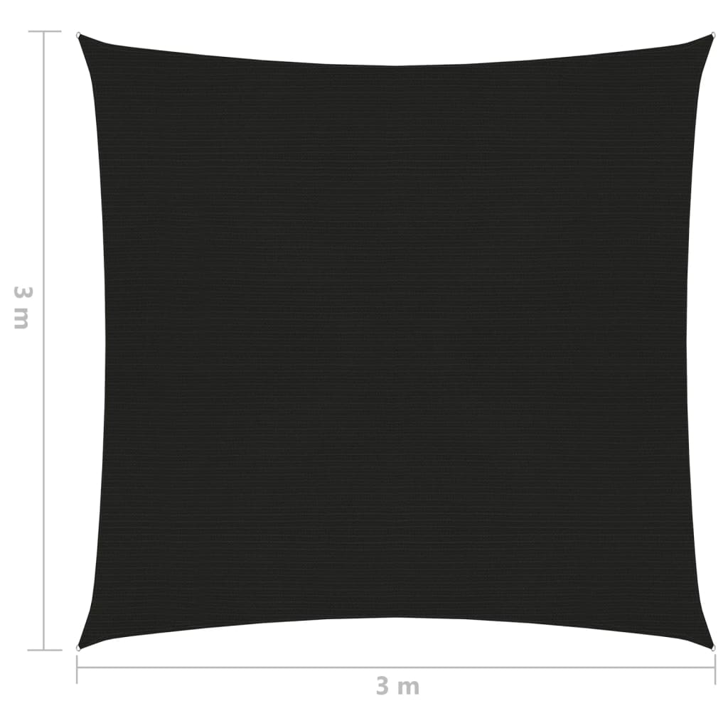 Zonnezeil 160 g/m² 3x3 m HDPE zwart