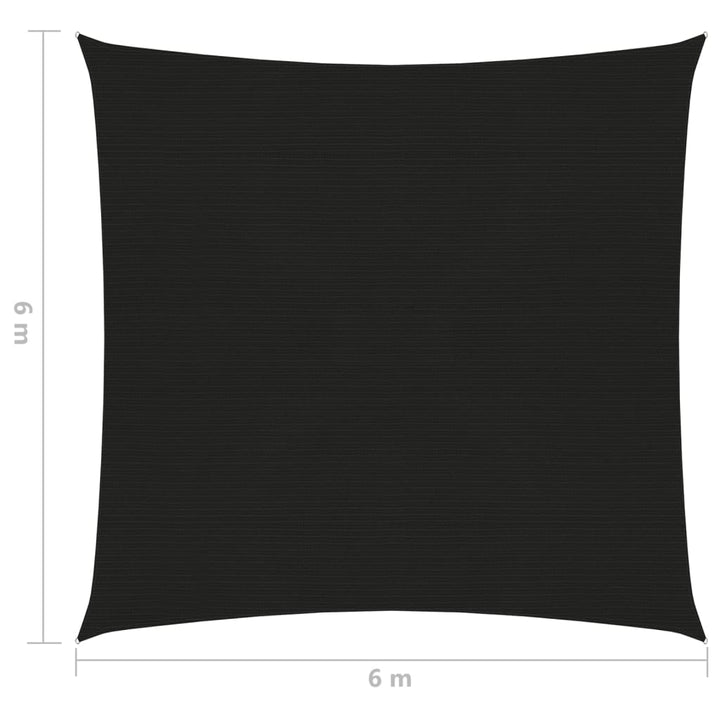 Zonnezeil 160 g/m² 6x6 m HDPE zwart