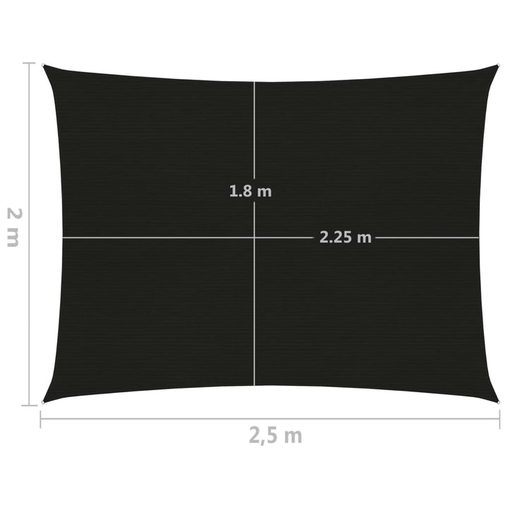 Zonnezeil 160 g/m² 2x2,5 m HDPE zwart