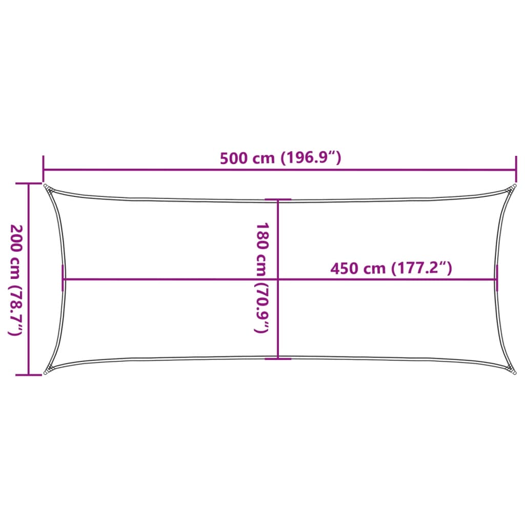 Zonnezeil 160 g/m² 2x5m HDPE zwart