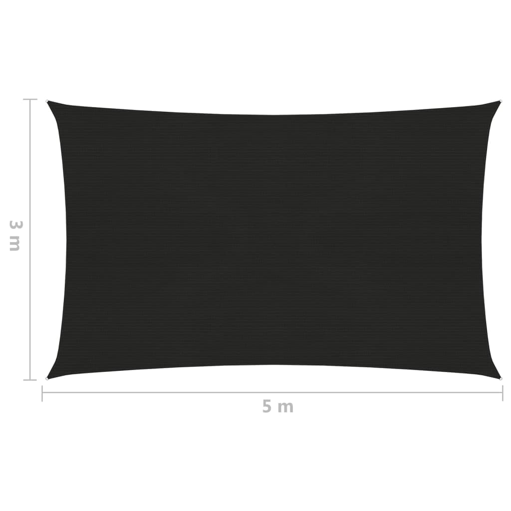 Zonnezeil 160 g/m² 3x5 m HDPE zwart