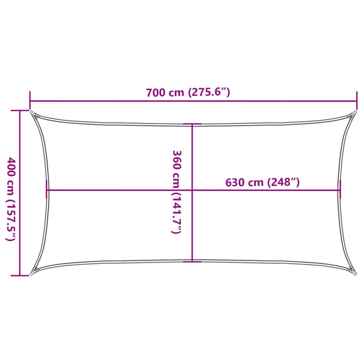 Zonnezeil 160 g/m² 4x7m HDPE zwart