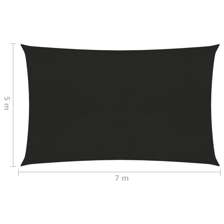 Zonnezeil 160 g/m² 5x7 m HDPE zwart