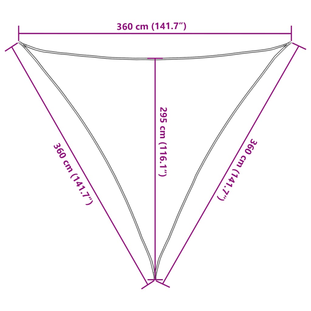 Zonnezeil 160 g/m² 3,6x3,6x3,6m HDPE zwart