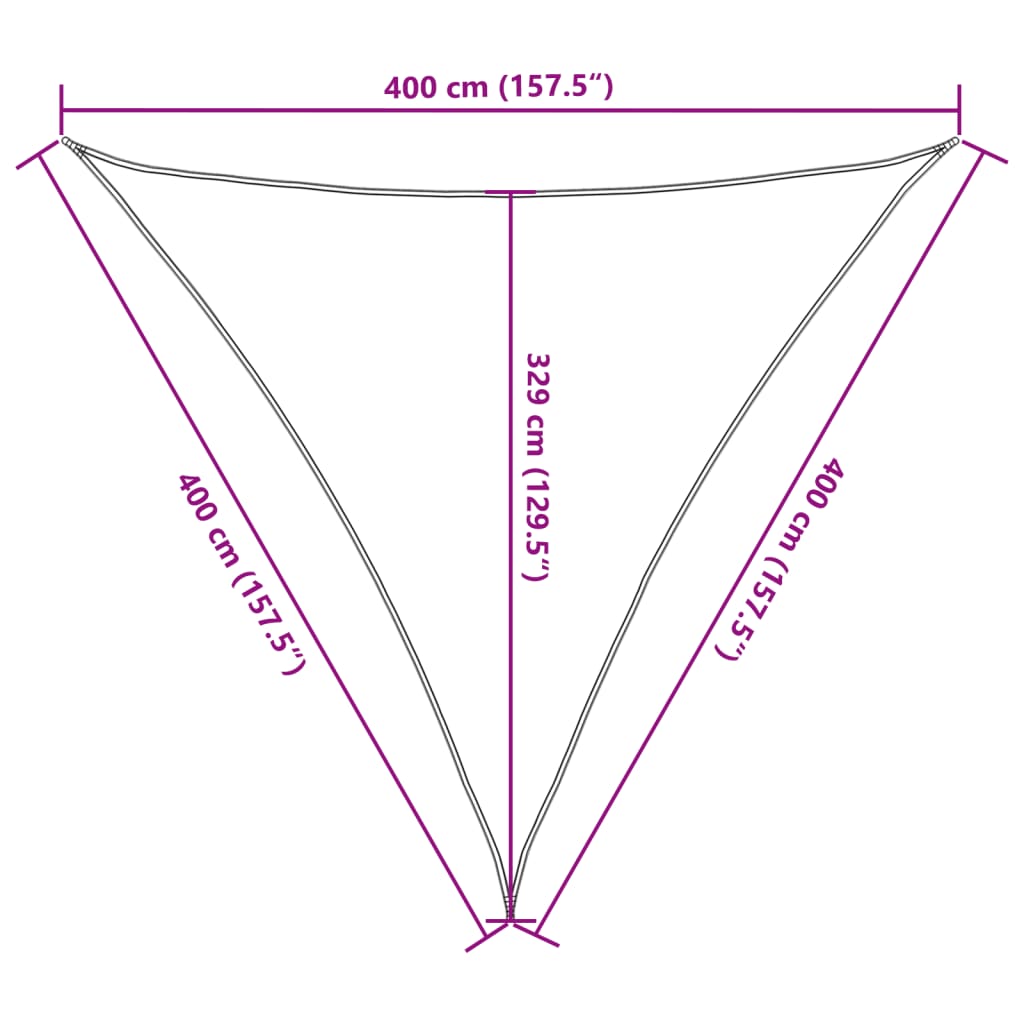 Zonnezeil 160 g/m² 4x4x4m HDPE zwart