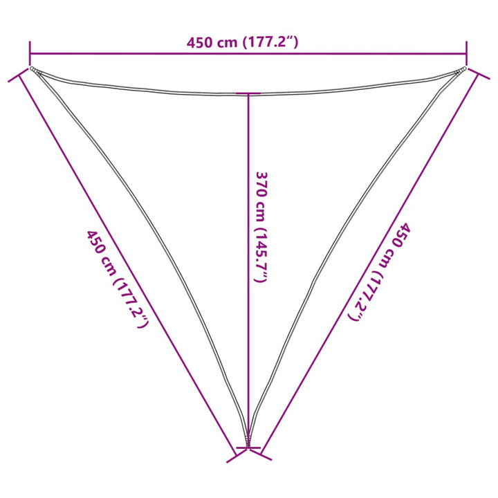 Zonnezeil 160 g/m² 4,5x4,5x4,5m HDPE zwart