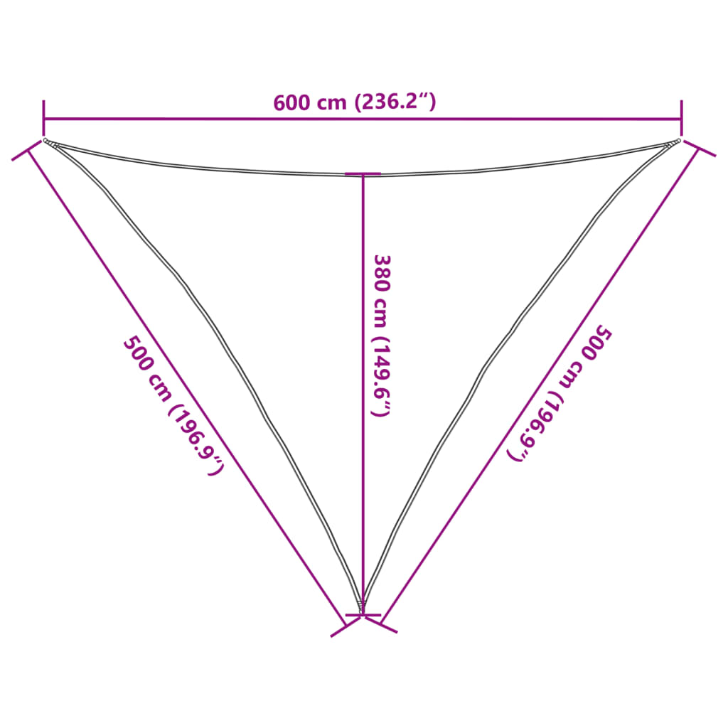 Zonnezeil 160 g/m² 5x5x6m HDPE zwart