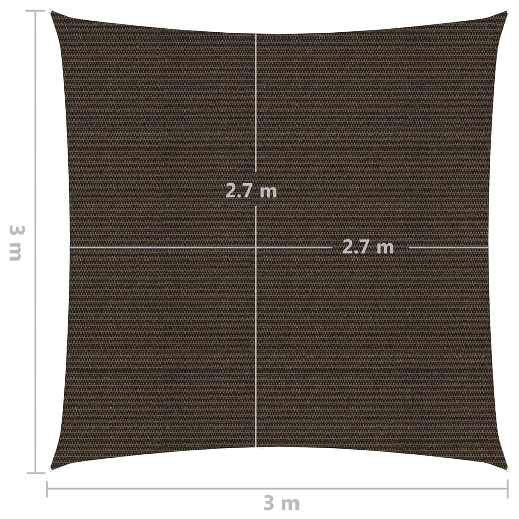 Zonnezeil 160 g/m² 3x3 m HDPE bruin