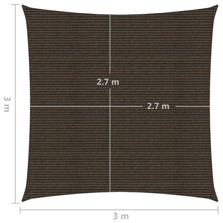 Zonnezeil 160 g/m² 3x3 m HDPE bruin