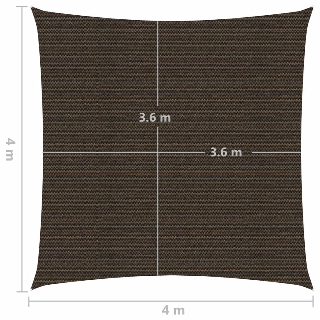 Zonnezeil 160 g/m² 4x4 m HDPE bruin