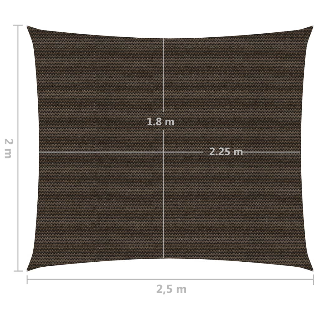 Zonnezeil 160 g/m² 2x2,5 m HDPE bruin