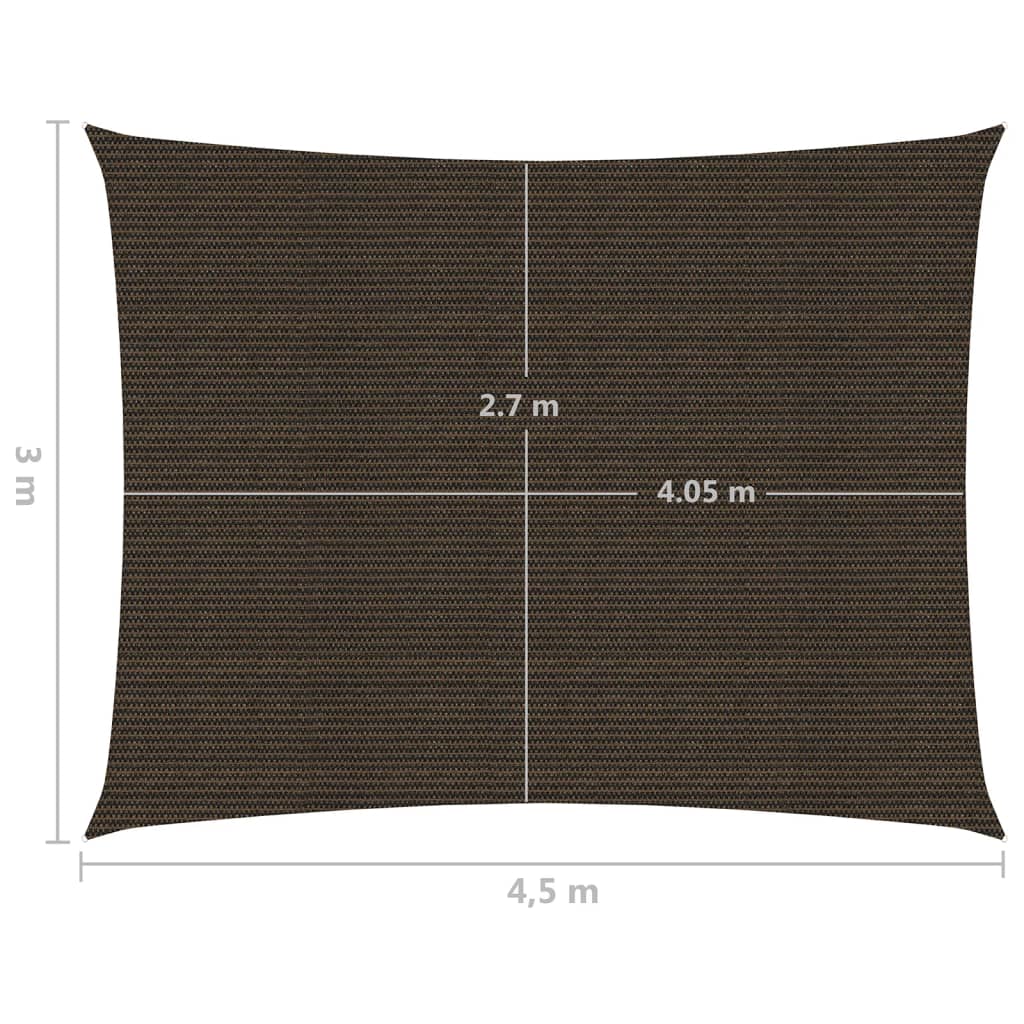 Zonnezeil 160 g/m² 3x4,5 m HDPE bruin