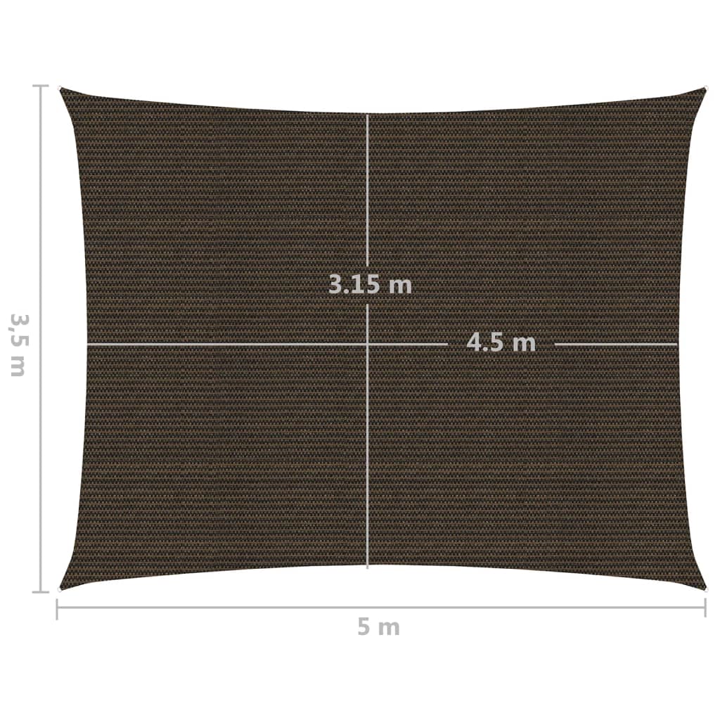 Zonnezeil 160 g/m² 3,5x5 m HDPE bruin