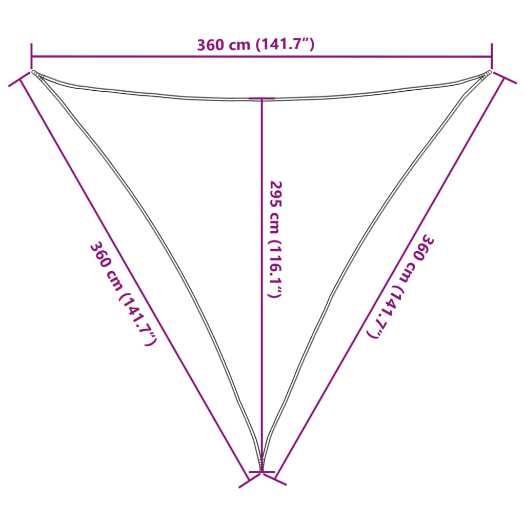 Zonnezeil 160 g/m² 3,6x3,6x3,6 m HDPE bruin