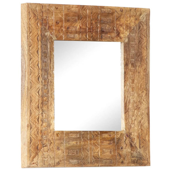 Spiegel handgesneden 50x50x2,5 cm massief mangohout