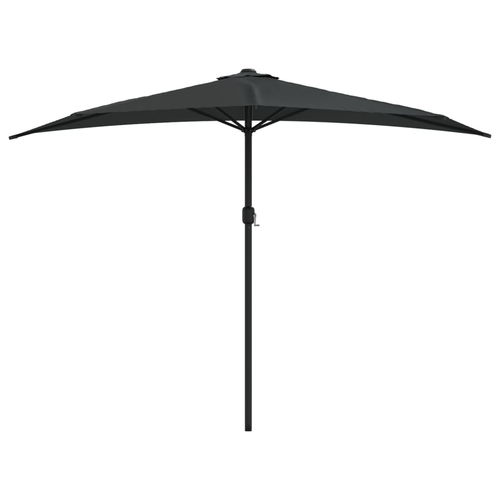 Balkonparasol half met aluminium paal 300x155x223 cm zwart