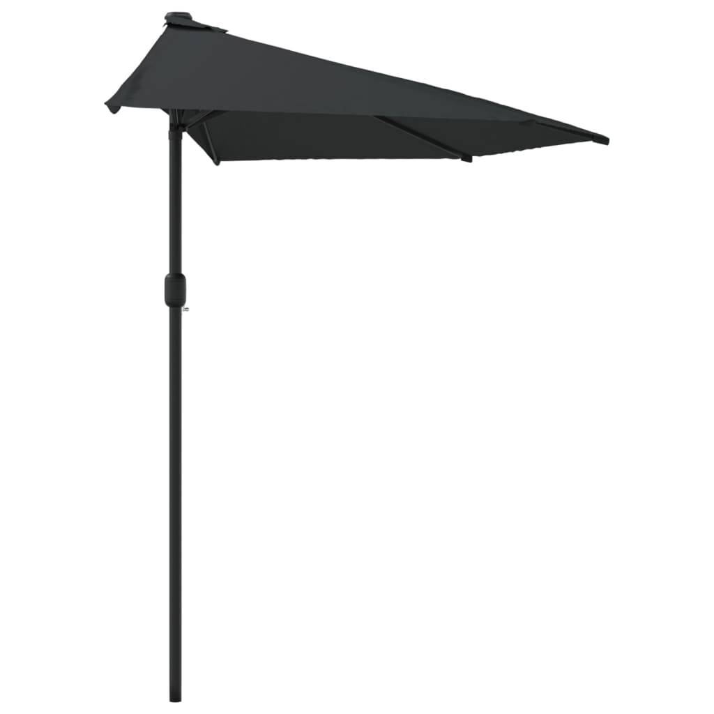 Balkonparasol half met aluminium paal 300x155x223 cm zwart