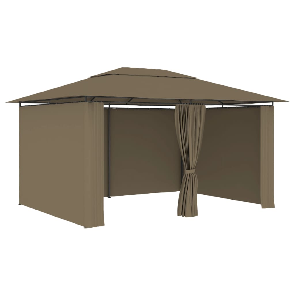 Tuinpaviljoen met gordijnen 180 g/m² 4x3 m taupe