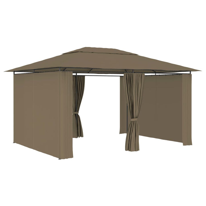 Tuinpaviljoen met gordijnen 180 g/m² 4x3 m taupe