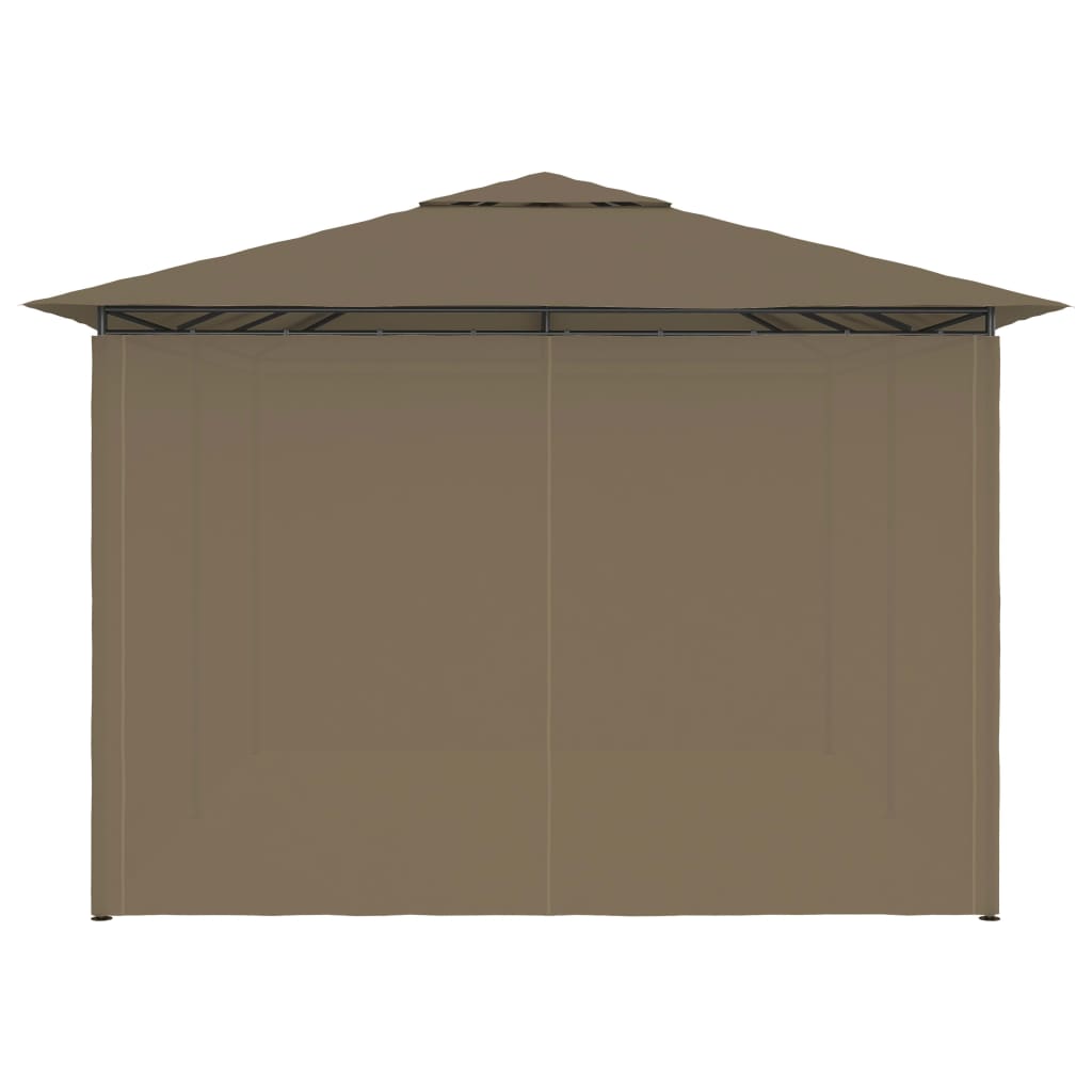 Tuinpaviljoen met gordijnen 180 g/m² 4x3 m taupe