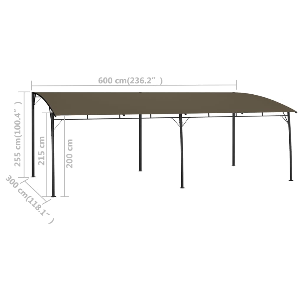 Zonneluifel 6x3x2,55 m taupe