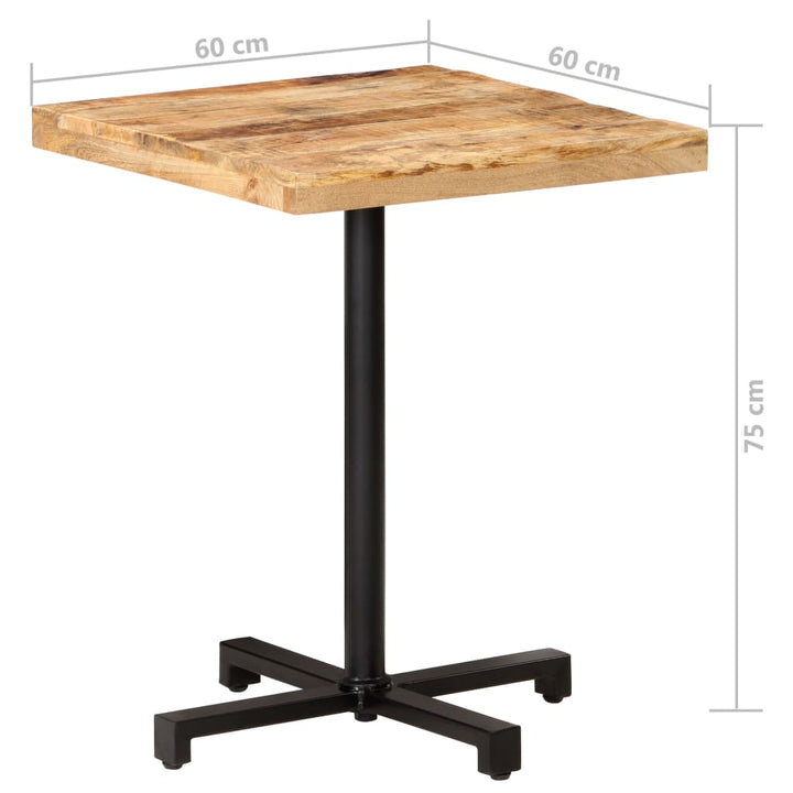 Bistrotafel vierkant 60x60x75 cm ruw mangohout