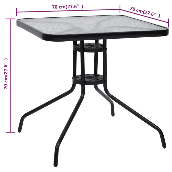 Tuintafel 70x70x70 cm staal zwart