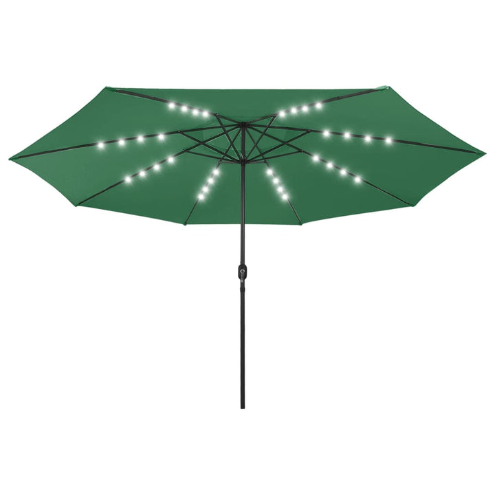 Parasol met LED-verlichting en metalen paal 400 cm groen