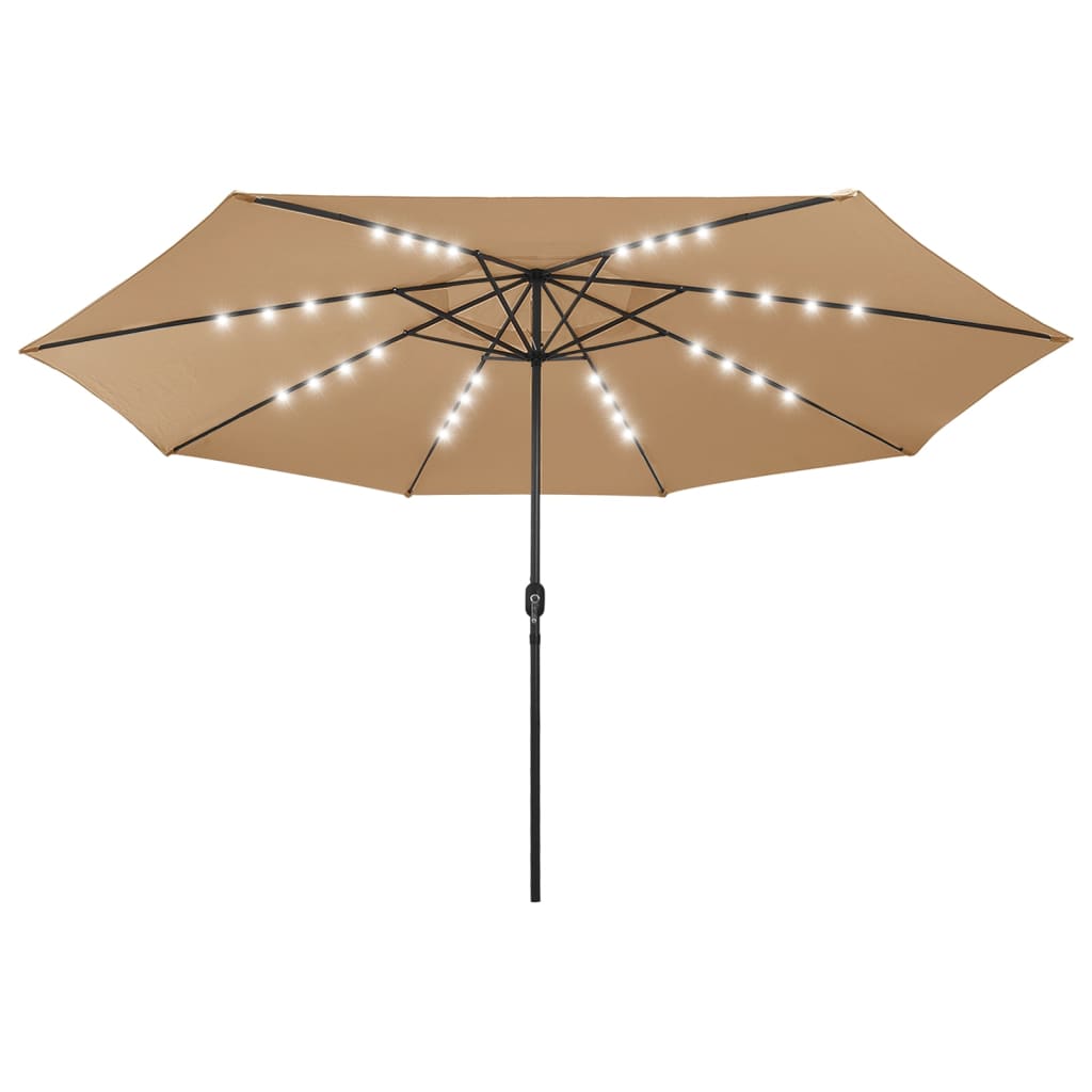 Parasol met LED-verlichting en metalen paal 400 cm taupe