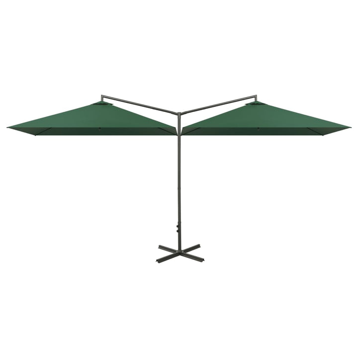 Parasol dubbel met stalen paal 600x300 cm groen