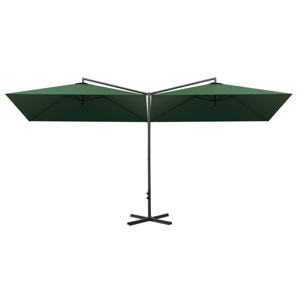 Parasol dubbel met stalen paal 600x300 cm groen