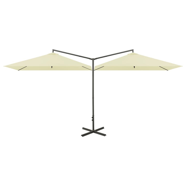 Parasol dubbel met stalen paal 600x300 cm zandkleurig