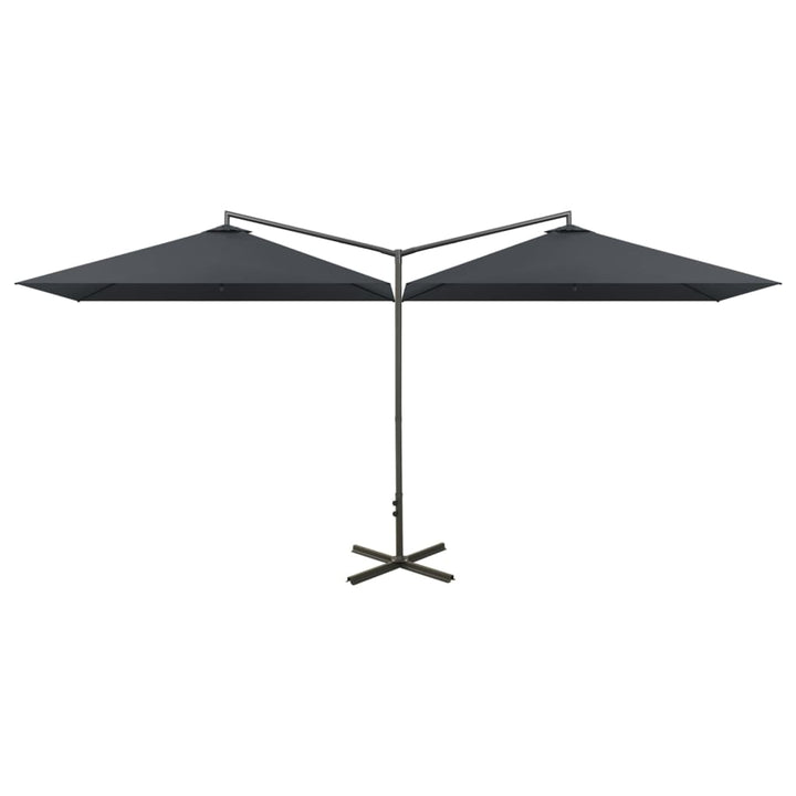 Parasol dubbel met stalen paal 600x300 cm antracietkleurig