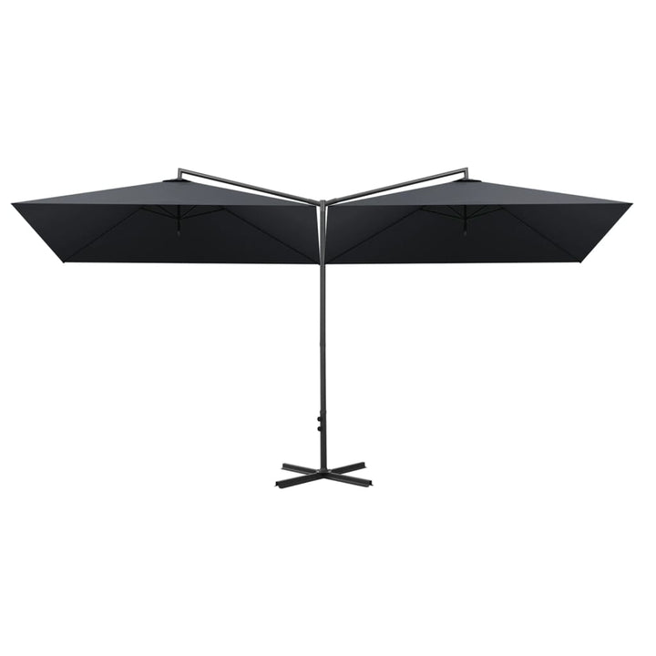 Parasol dubbel met stalen paal 600x300 cm antracietkleurig