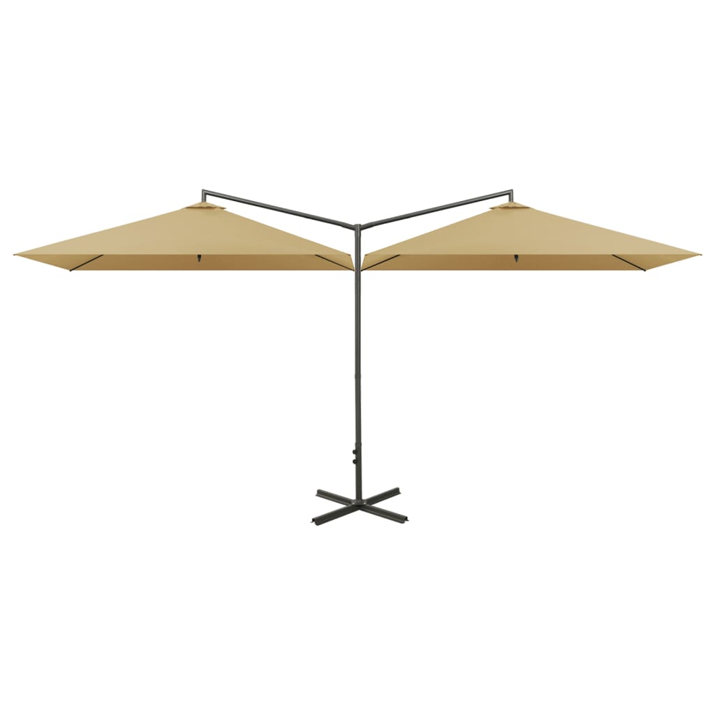 Parasol dubbel met stalen paal 600x300 cm taupe