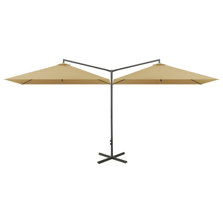 Parasol dubbel met stalen paal 600x300 cm taupe