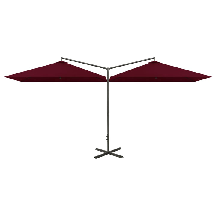 Parasol dubbel met stalen paal 600x300 cm bordeauxrood