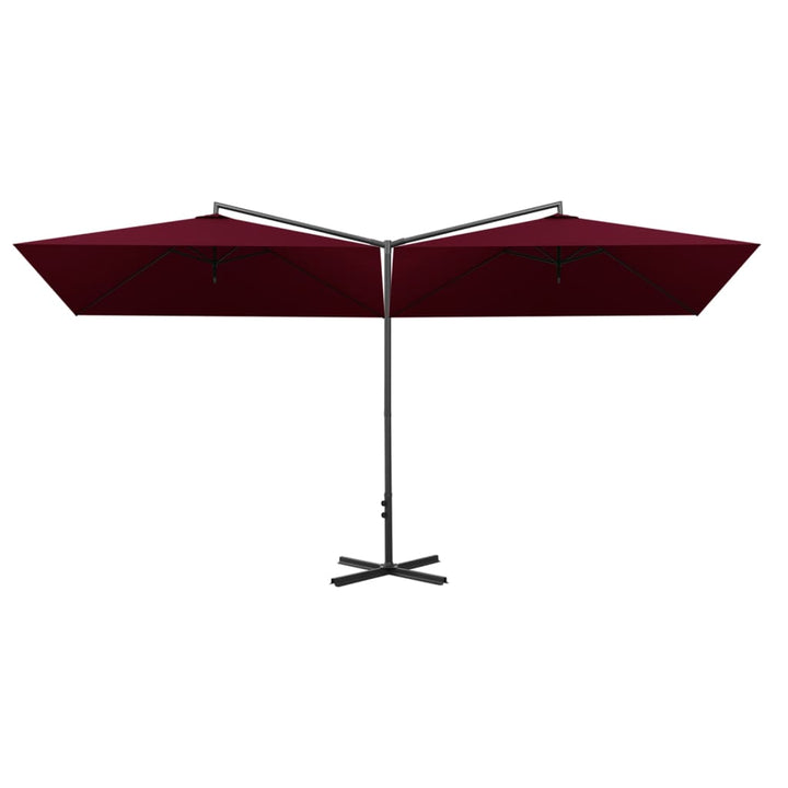 Parasol dubbel met stalen paal 600x300 cm bordeauxrood